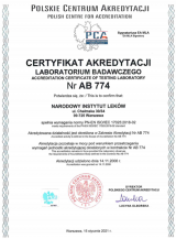 Certyfikat akredytacji nr AB 774.